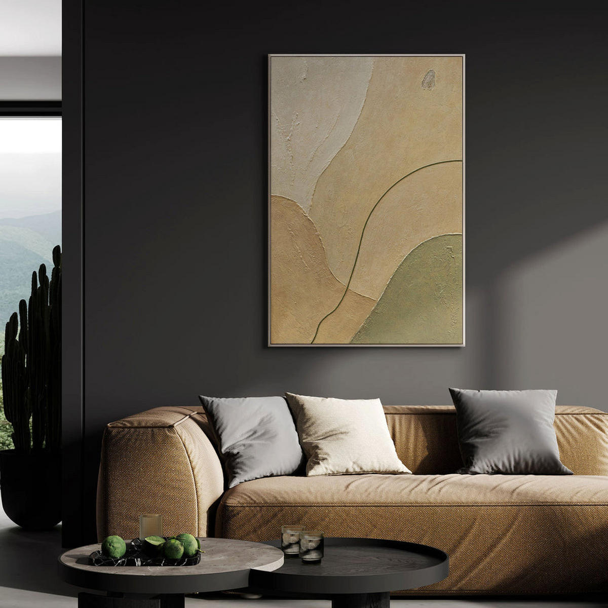 GEMÄLDE Sandweg Schattenfugenrahmen Beige 120x80 cm - Beige, Holz (120/80cm) - YS-art gallery
