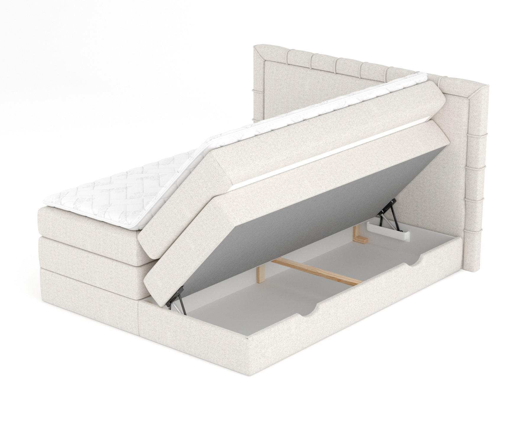 BOXSPRINGBETT Rosabel Hellbeige 180/200 cm mit Matratze und Topper - Beige/Schwarz, Holz/Holzwerkstoff (180/200cm) - Maison de Reve
