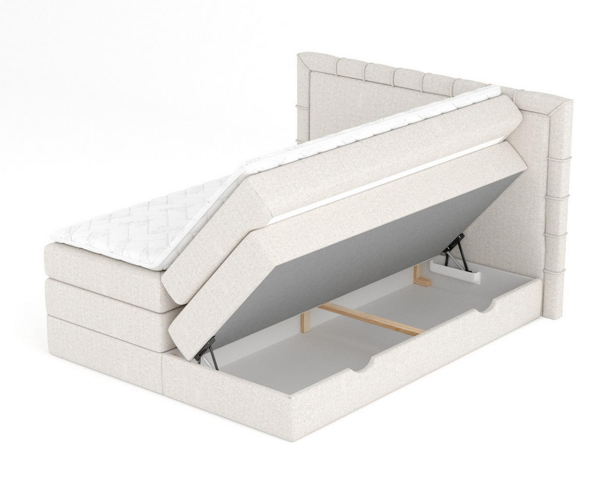 BOXSPRINGBETT Rosabel Hellbeige 200/200 cm mit Matratze und Topper - Beige/Schwarz, Holz/Holzwerkstoff (200/200cm) - Maison de Reve