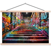 POSTER Treppe - Graffiti - Farben - Kunst 120x80 cm - Multicolor, Textil (120/80/0.15cm) - MuchoWow
