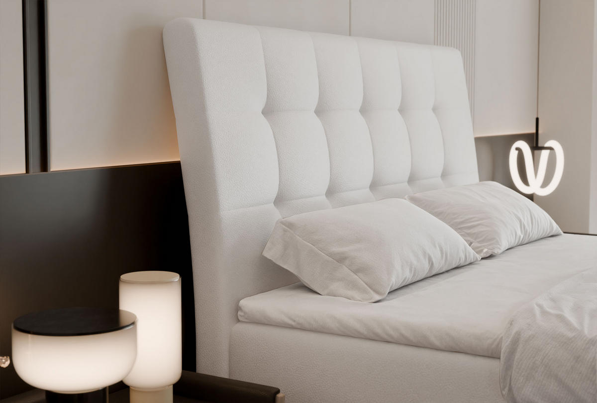 BOXBETT 180x200 cm mit Topper - Weiß, Textil (180/200cm) - Idohome