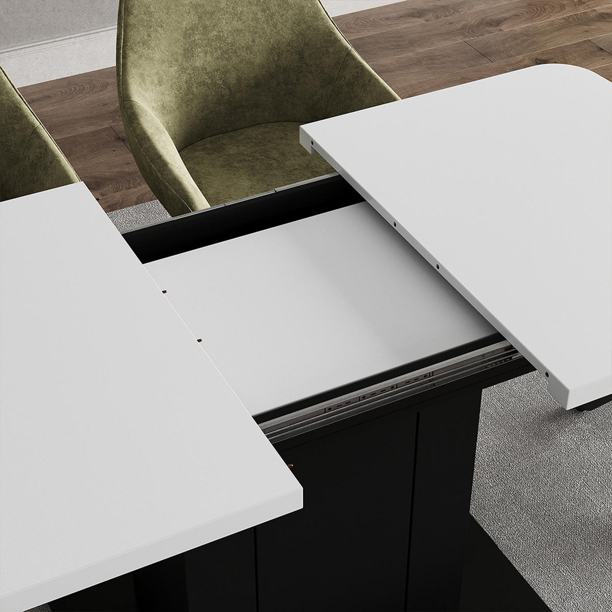 ESSTISCH Fenaro Weiß/Schwarz 120 x 80 cm - Schwarz/Weiß, Holzwerkstoff (80/120/76cm) - Vicco