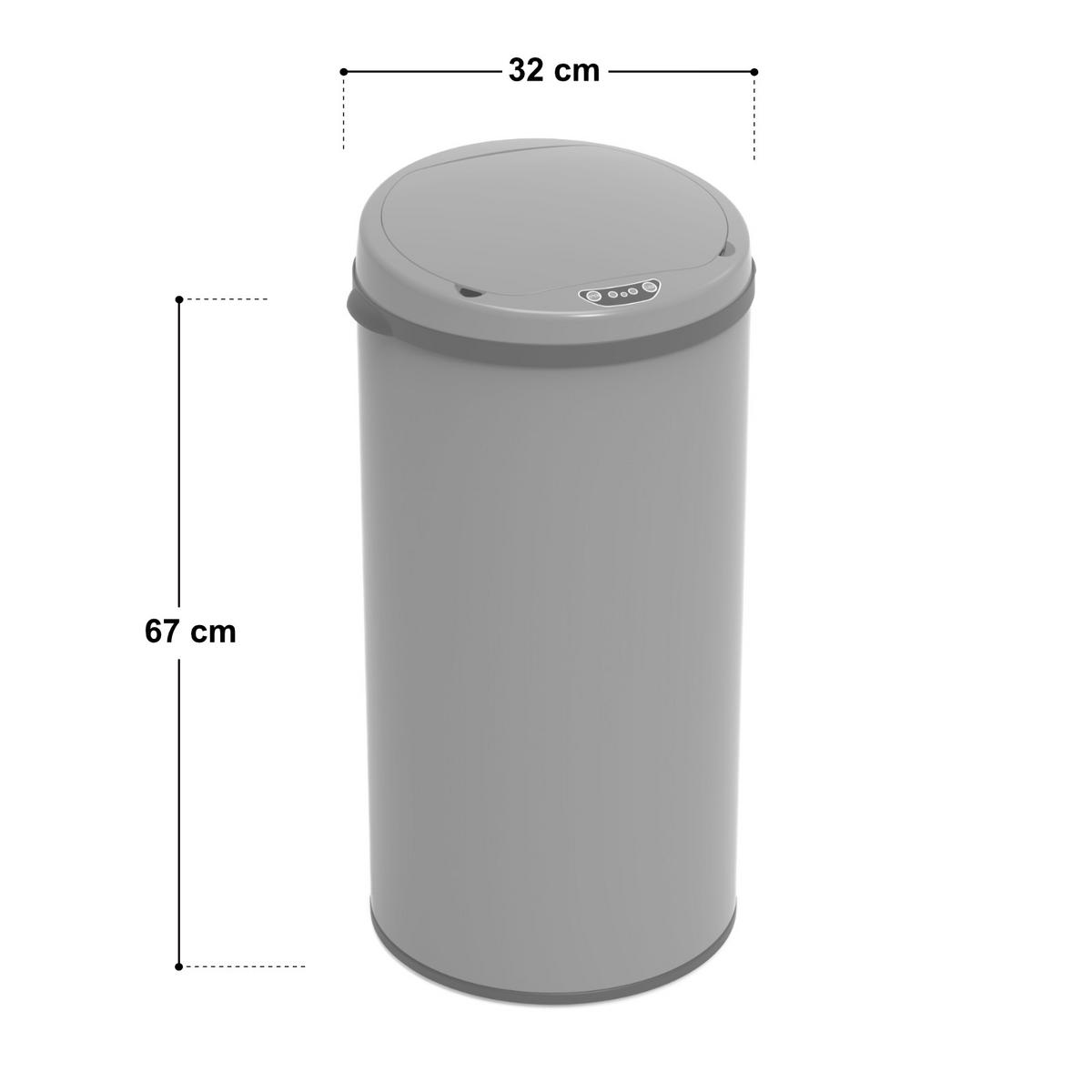 SENSORMÜLLEIMER 42L - Grau, Metall (32/67/32cm) - SVITA