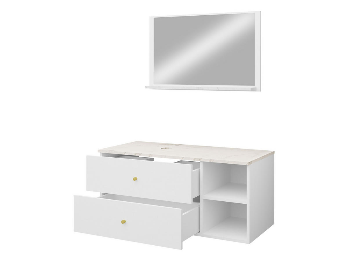 BADMÖBEL-SET Kertos I - Goldfarben/Schwarz, Holzwerkstoff/Metall (100/57/45cm) - MIRJAN24