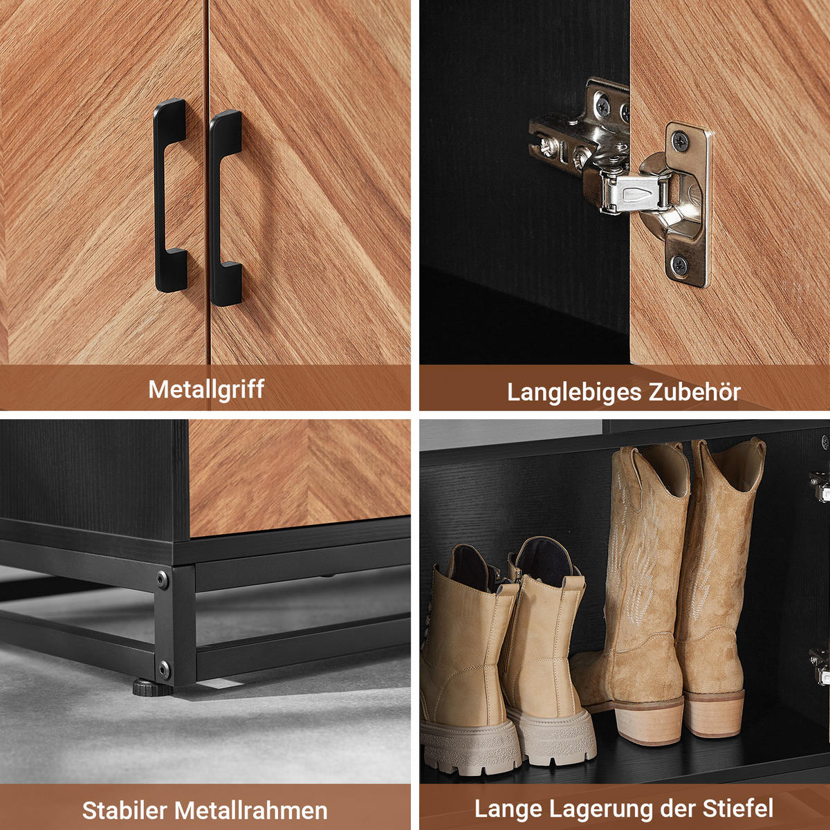 KLEIDERSTÄNDER MIT SITZBANK Vintagebraun-Schwarz - Schwarz/Naturfarben, Holzwerkstoff/Metall (100/180/40cm) - SoBuy