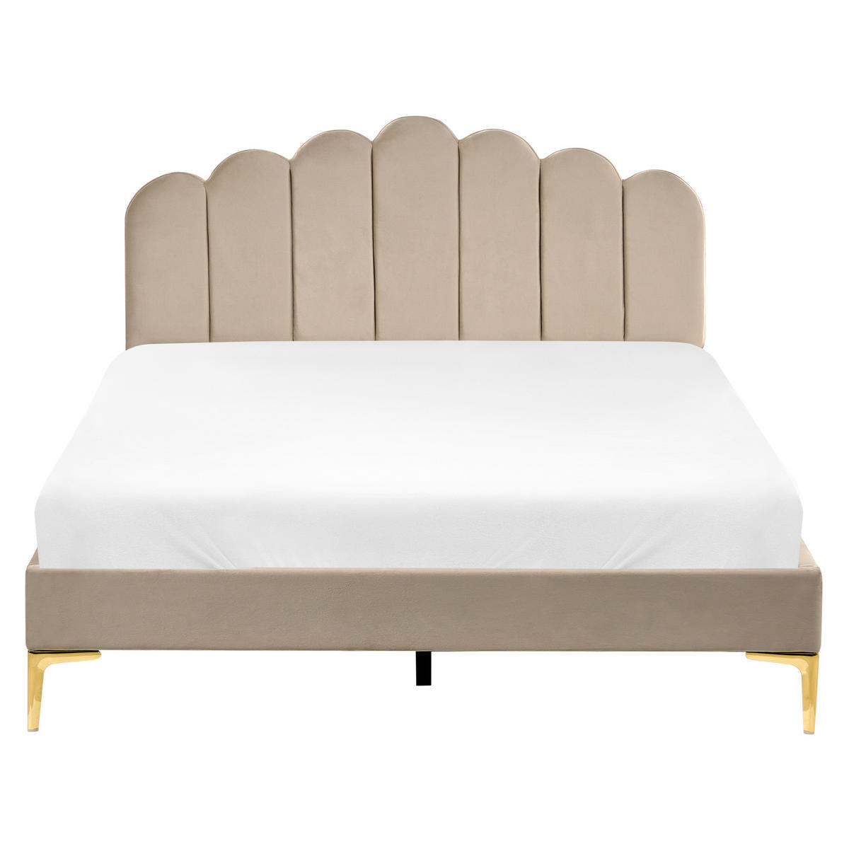 BETT mit Lattenrost 160/200 cm Samtstoff Taupe Sauvian - Taupe, Textil (160/200cm) - Beliani