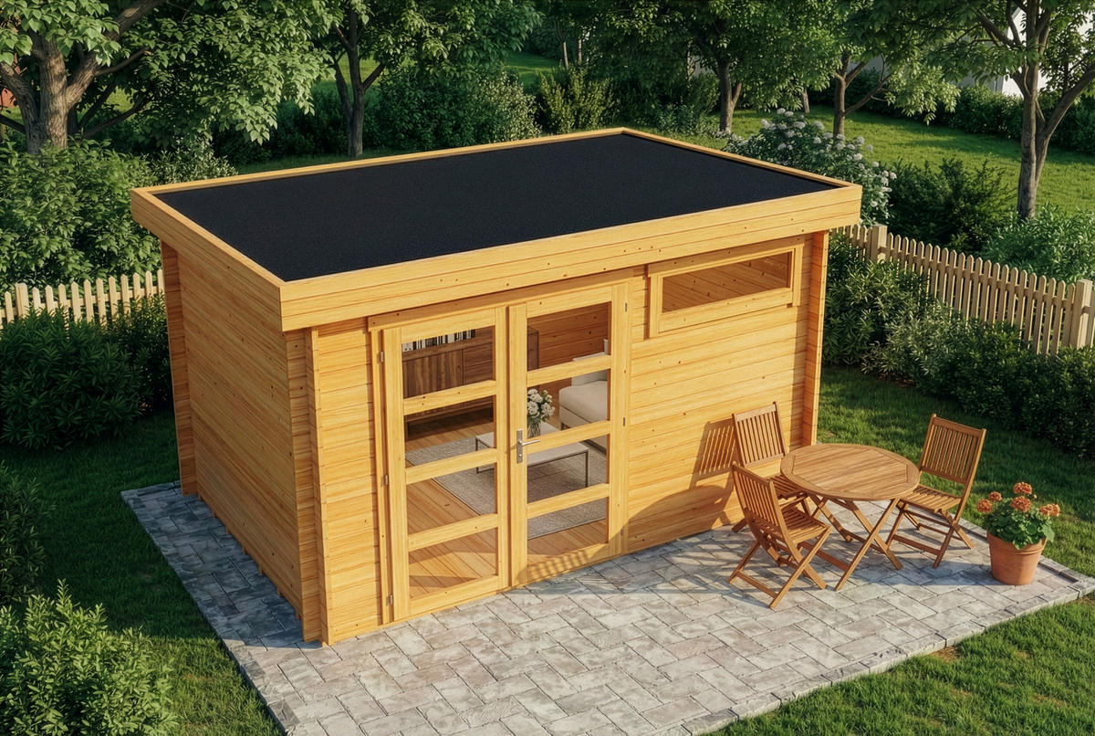 GARTENHAUS Komplettset - Leandro - Pinienfarben, Holz (394/217/268cm) - Alpholz