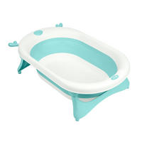BABYBADEWANNE Foldy grün faltbar, Wasserablauf, ab Geburt, rutschfeste Beine, für unterwegs - Grün, Kunststoff (51/81.5cm) - Kikka boo