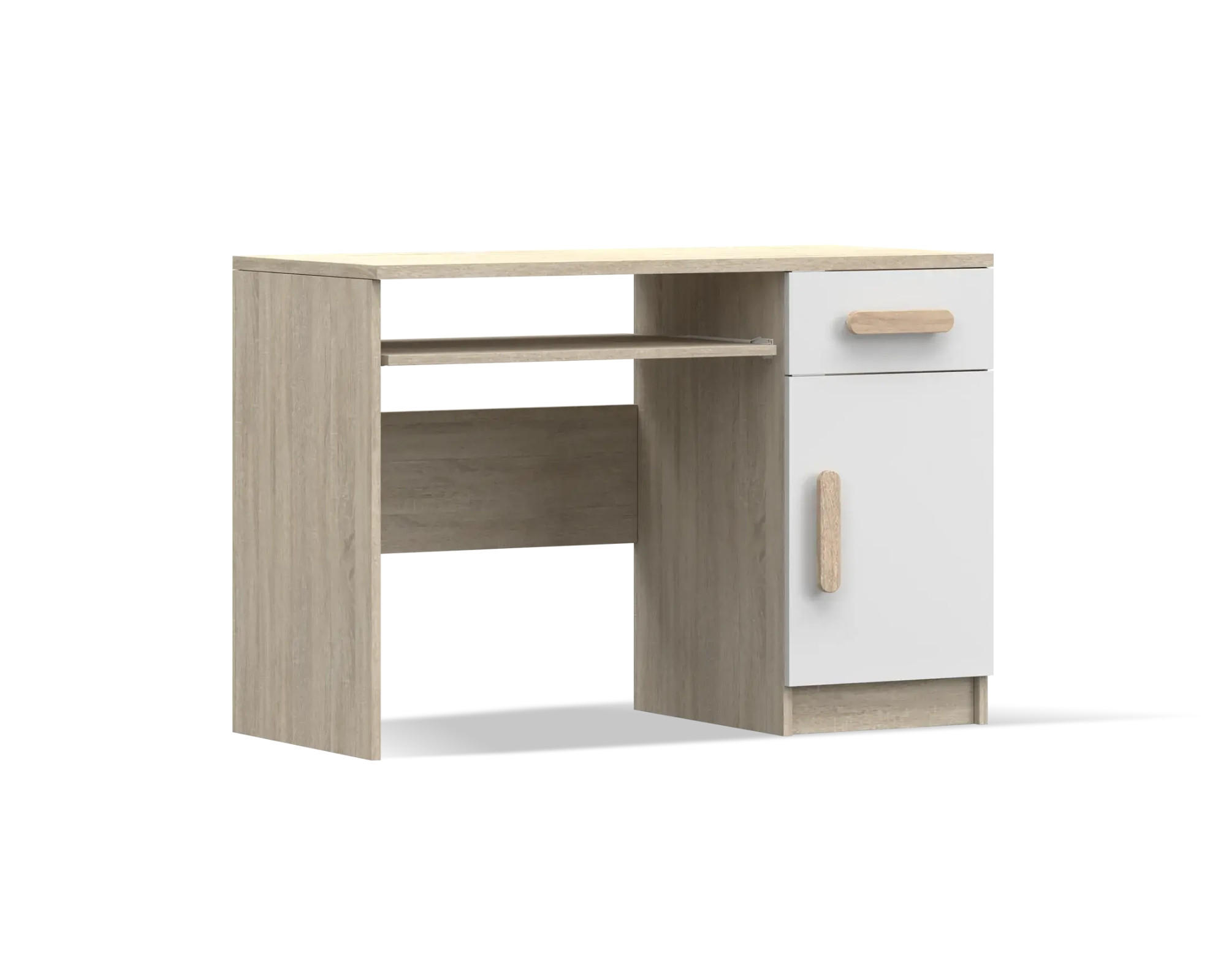 KINDERSCHREIBTISCH INGE 08 110/75/50 cm Weiß+Sonoma/Sonoma - Weiß/Sonoma Eiche, Holzwerkstoff (110/75/50cm) - Deine Möbel 24