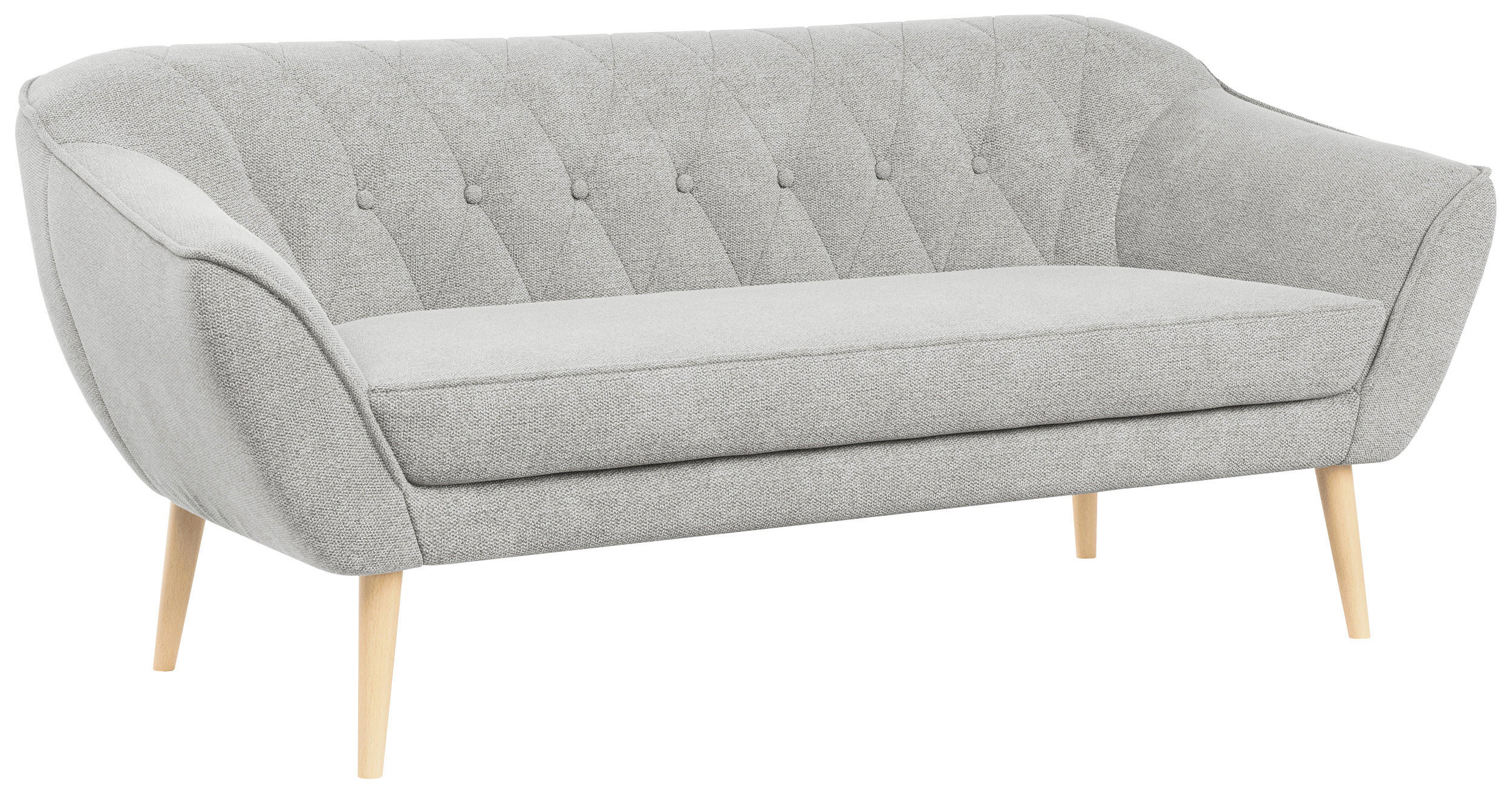 SOFA Pirs 3 Sitzer Strukture Hellgrau - Hellgrau/Braun, Holz/Textil (180/75/74cm) - MKS