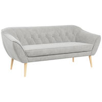 SOFA Pirs 3 Sitzer Strukture Hellgrau - Hellgrau/Braun, Holz/Textil (180/75/74cm) - MKS