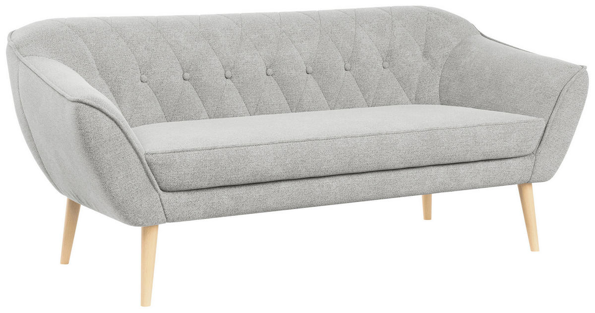 SOFA Pirs 3 Sitzer Strukture Hellgrau - Hellgrau/Braun, Holz/Textil (180/75/74cm) - MKS