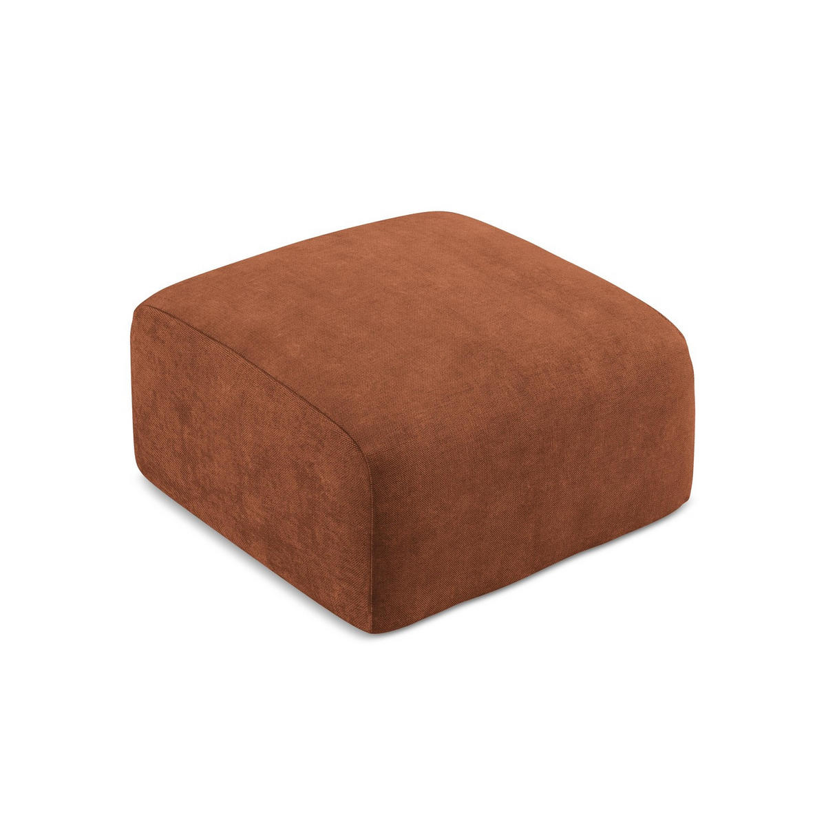 POUF Chenille Stoff Orange - Terracotta/Schwarz, Holzwerkstoff/Kunststoff (65/40/65cm) - LaMiaSofa