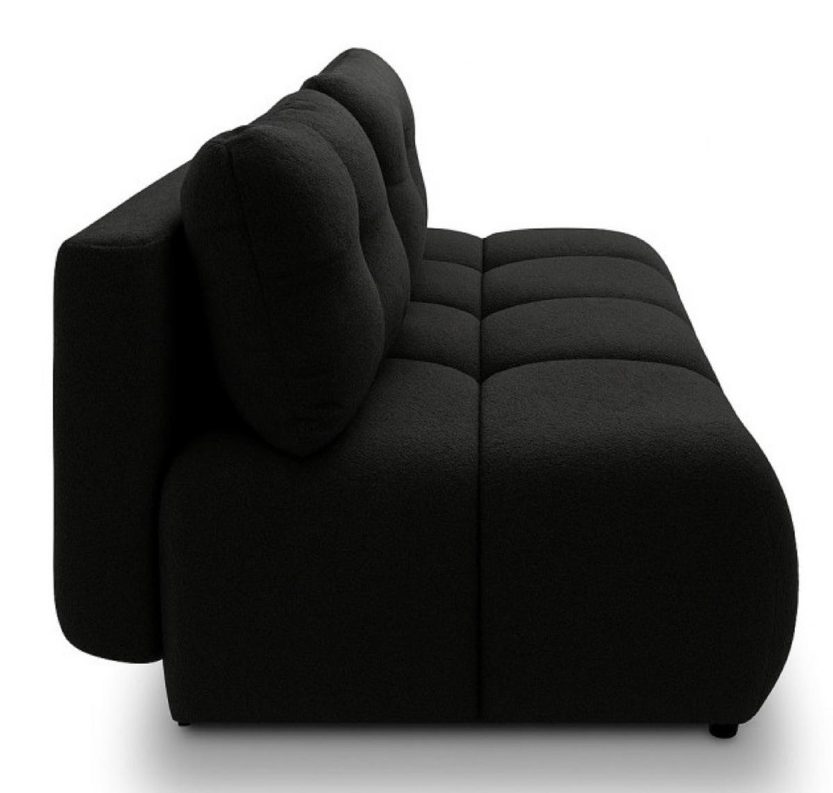 SOFA Schwarz MILA Ausziehbar Ohne Armlehnen Bouclé Stoff - Schwarz, Textil (214/89/104cm) - Sepro Meble