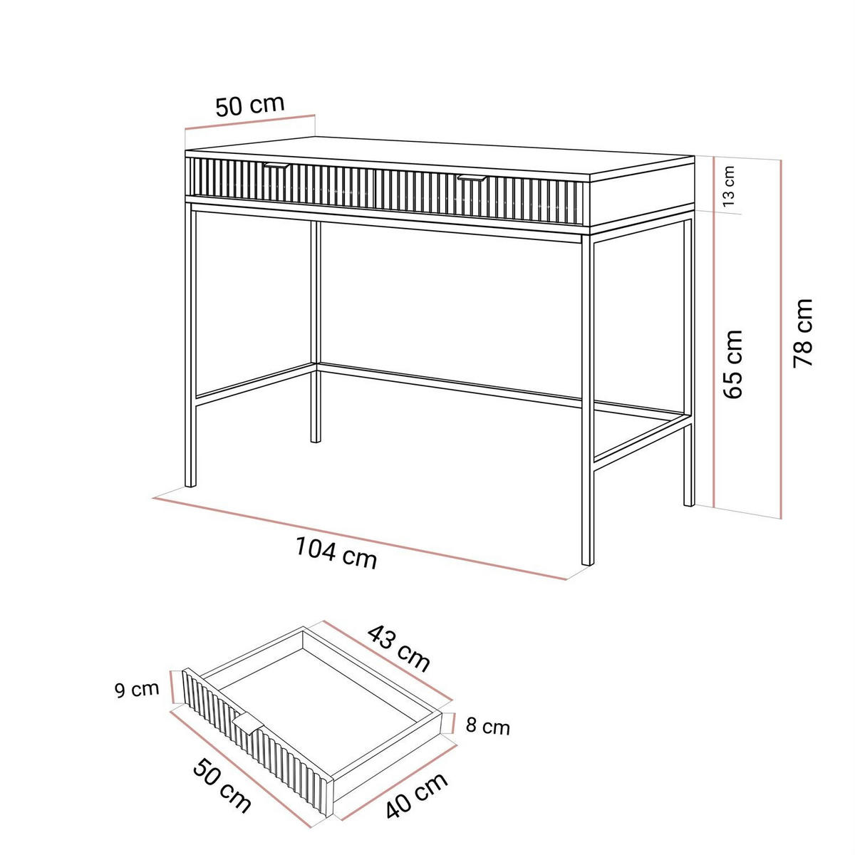 KONSOLENTISCH CORTADO T104 KASCHMIR - Beige, Holzwerkstoff (50/104/78cm) - Lookway