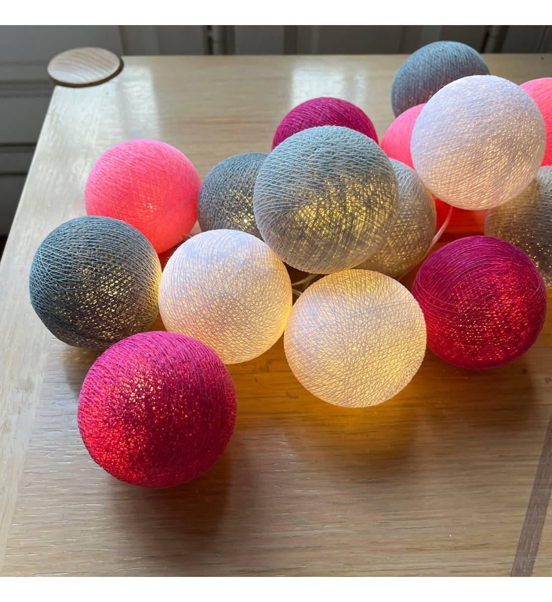 LICHTERKETTE LED Boxen - Les Demoiselles- Rose - Weiß, Textil (165cm) - La case du cousin paul