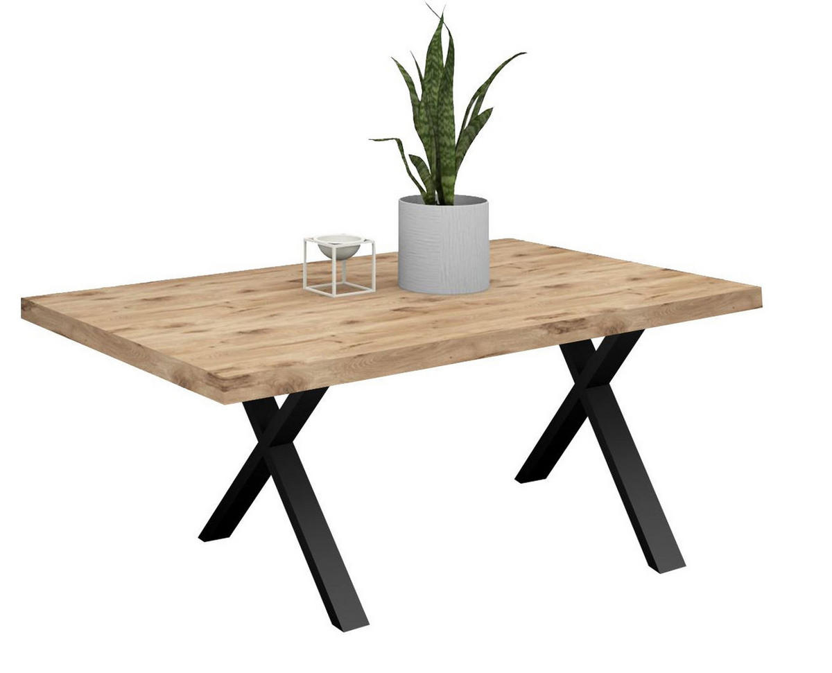 ESSTISCH Elgin 4 175x80x100 Metall+Holzwerkstoff Schwarz/Viking Oak - Eichefarben/Schwarz, Holzwerkstoff (175/100/80cm) - 58aufmkessel