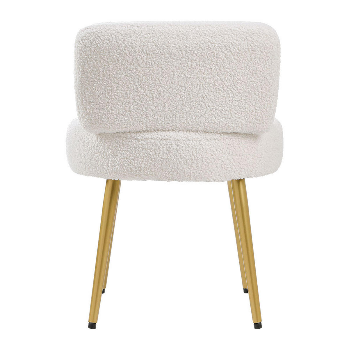 SCHMINKTISCHHOCKER 45/47/60 cm Rückenlehne Metallbeine Teddystoff Cremefarbe - Goldfarben/Creme, Textil/Metall (45/60/47cm) - Livingandhome