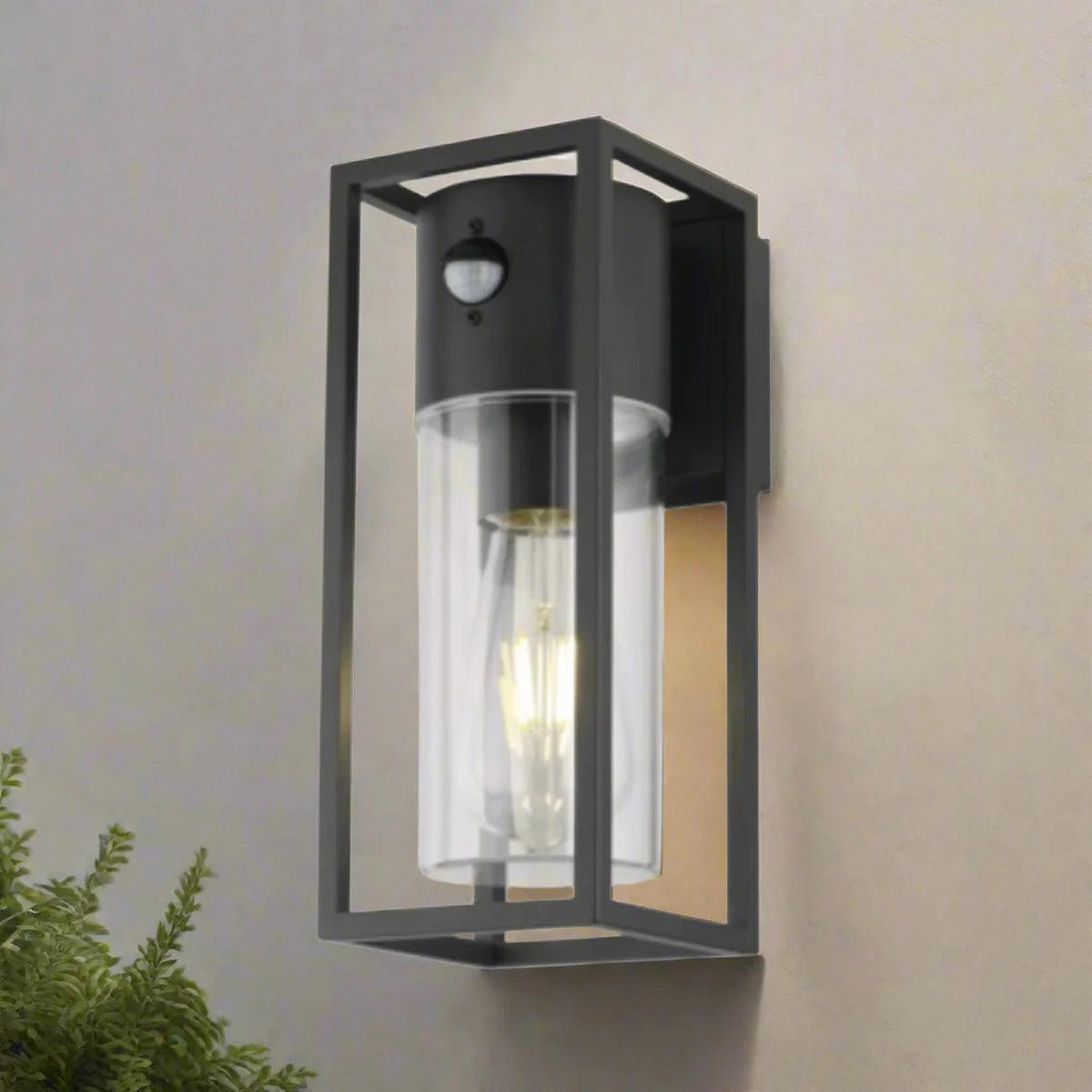 AUSSENWANDLEUCHTE ZOEY Anthrazit Dunkelgrau E27 Klarer Diffusor IP54 - Anthrazit, Metall (11/27/13.5cm) - CGC Europe