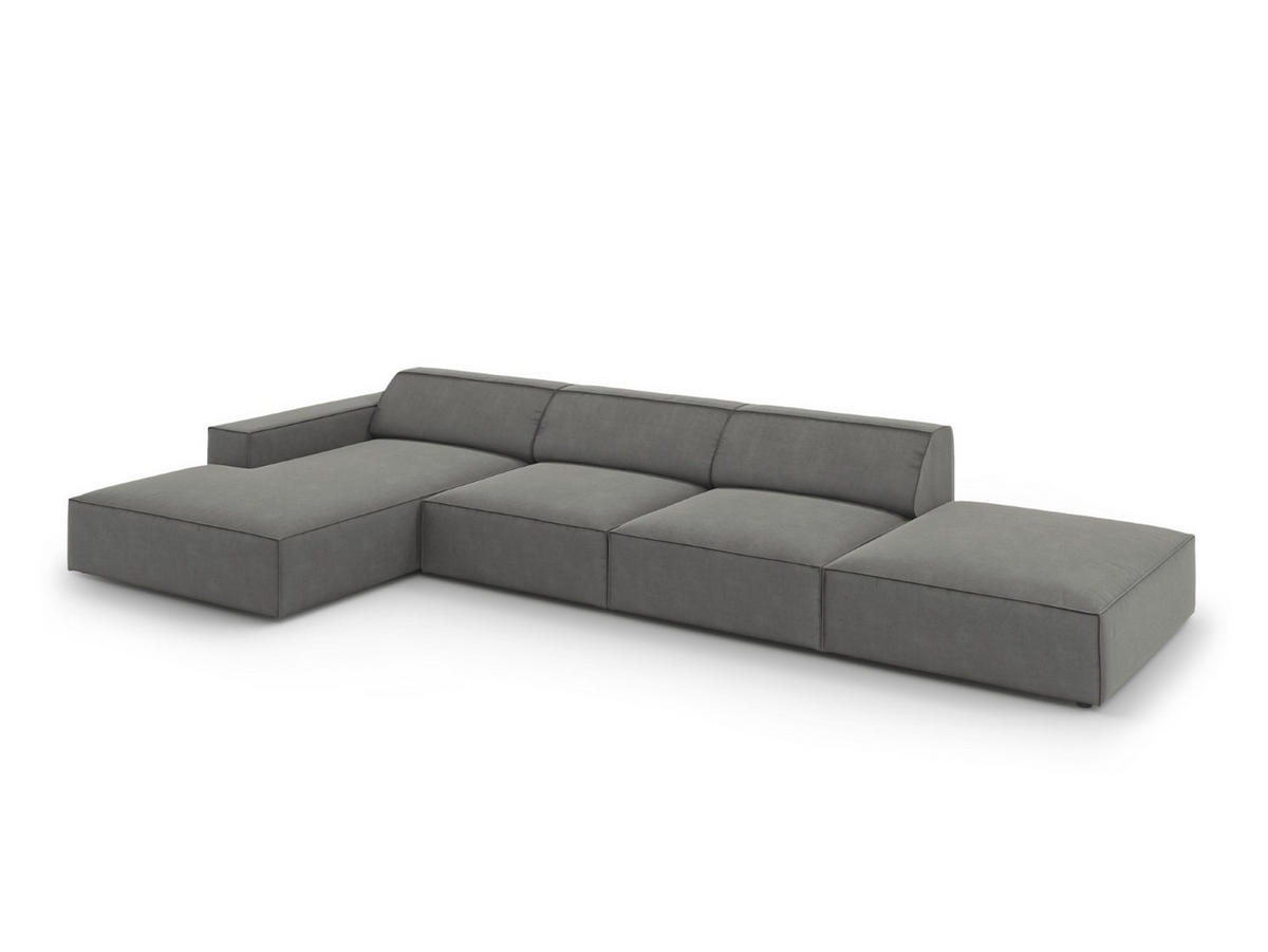 ECKSOFA links Jodie aus Samt hellgrau 5 Sitzplätze - Hellgrau, Textil (166/341cm) - Micadoni