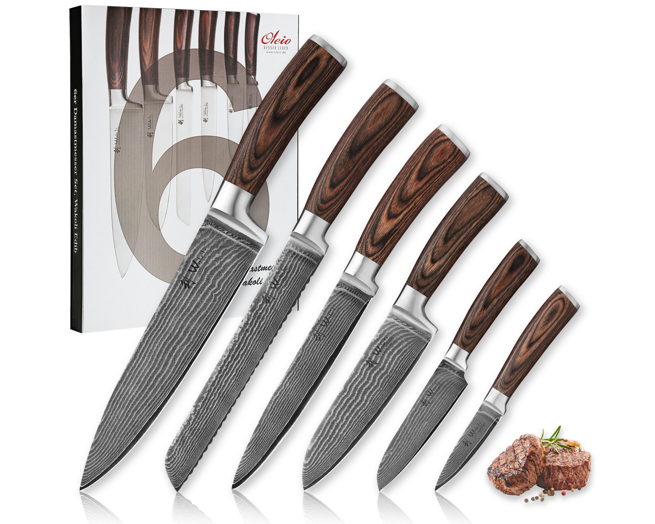 Wakoli Damastmesser Braun