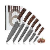 DAMASTMESSER Set 6 tlg. I EDIB - Braun, Holz/Metall - Wakoli