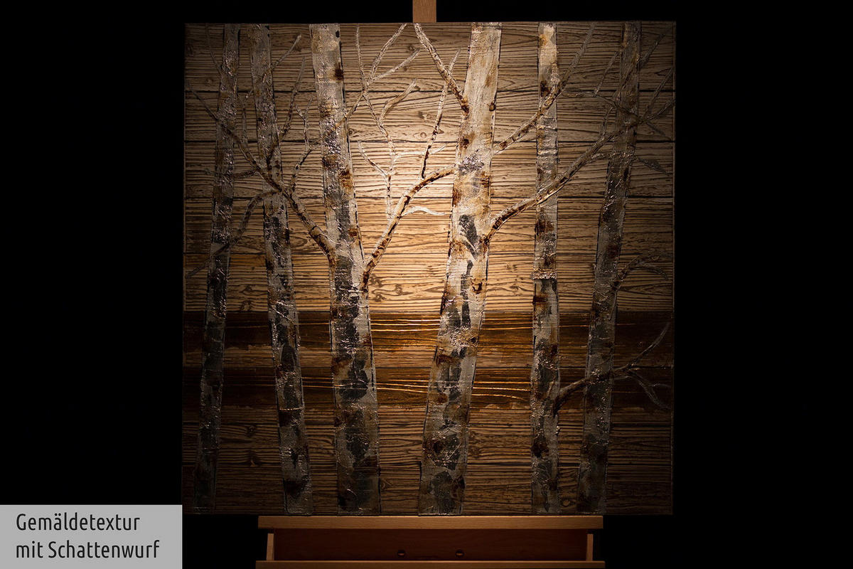 ACRYLBILD HANDGEMALT 80/80 cm - Beige/Goldfarben, Holz/Textil (1.6/80cm) - KUNSTLOFT