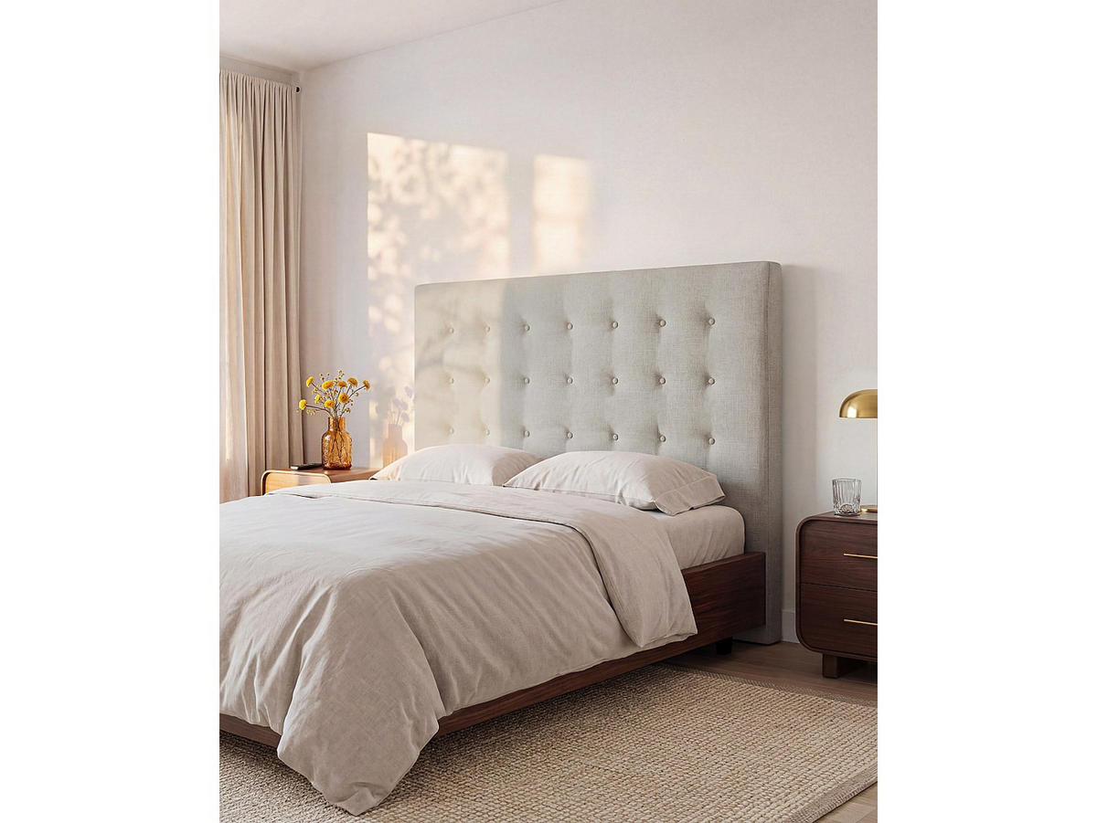 BETTKOPFTEIL - 2 Personen - Stoff - Beige - - Beige, Textil (184.5/125/9.5cm) - Vente-Unique