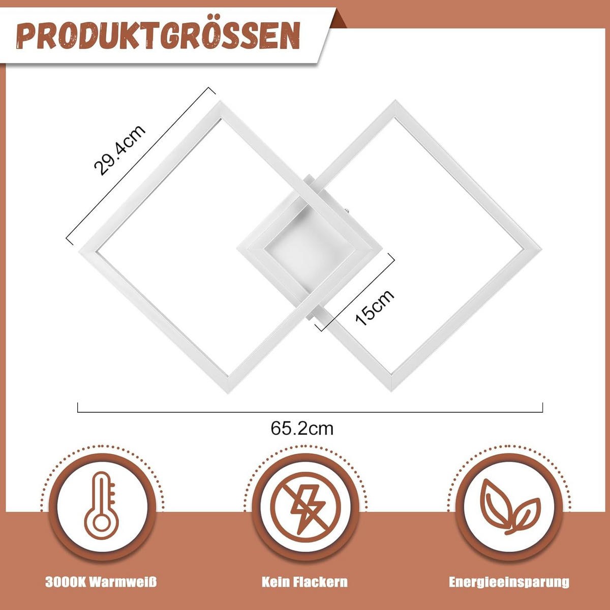 LED-DECKENLEUCHTE Eichwacht 46.1/5.8/46.1 cm - Weiß, Metall (46.1/46.1/5.8cm) - ZMH