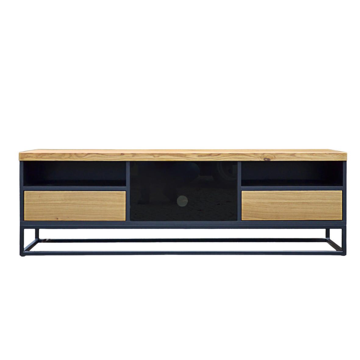 TV-SCHRANK Loft schwarzer für Wohnzimmer CARLA I - Eichefarben, Holz (160/50/45cm) - Rawood Furniture