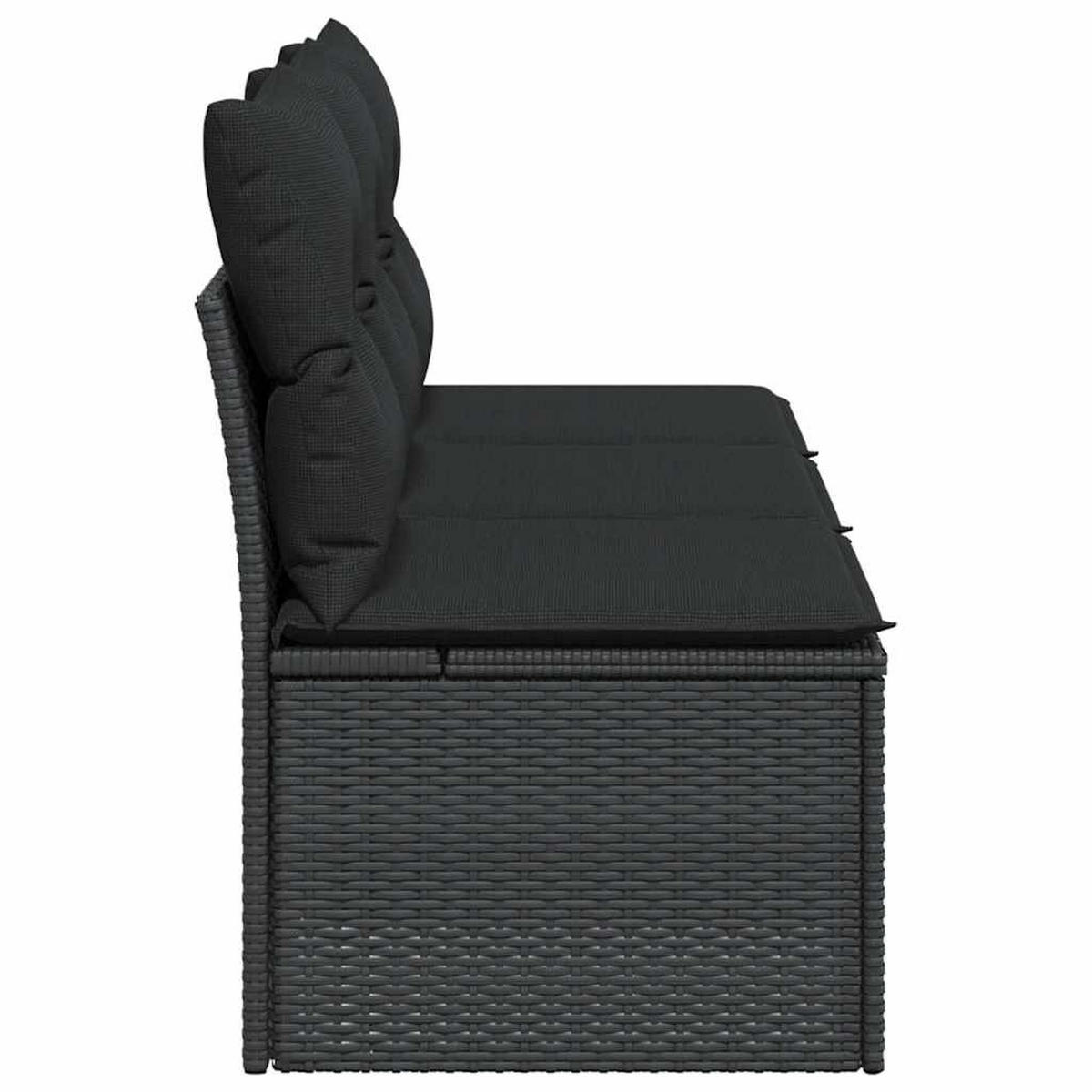 GARTENSOFA Mit Kissen 3-Sitzer Schwarz Poly Rattan - Schwarz, Kunststoff (165/69/62cm) - vidaXL