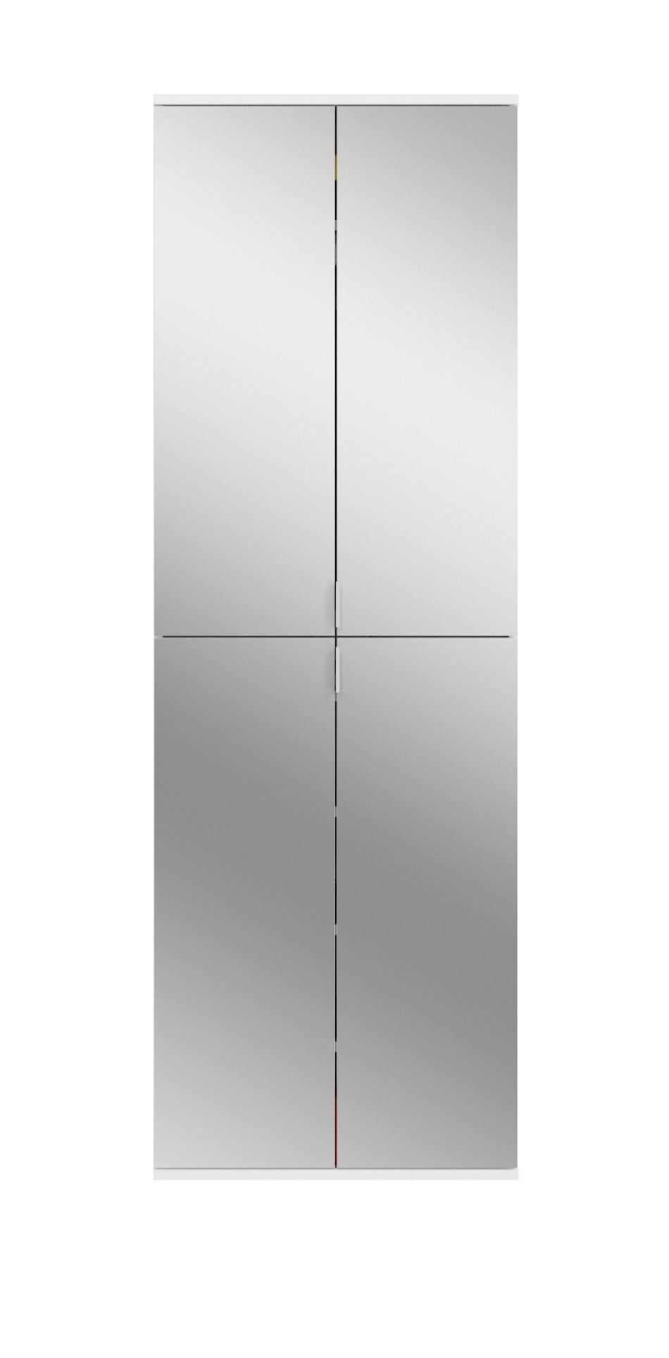 GARDEROBENSCHRANK weiß 61 cm 4-türig, Schuhschrank mit Spiegeltüren, Garderobenmöbel - Silberfarben/Weiß, Holzwerkstoff/Kunststoff (61/193/34cm) - Inn.Furn