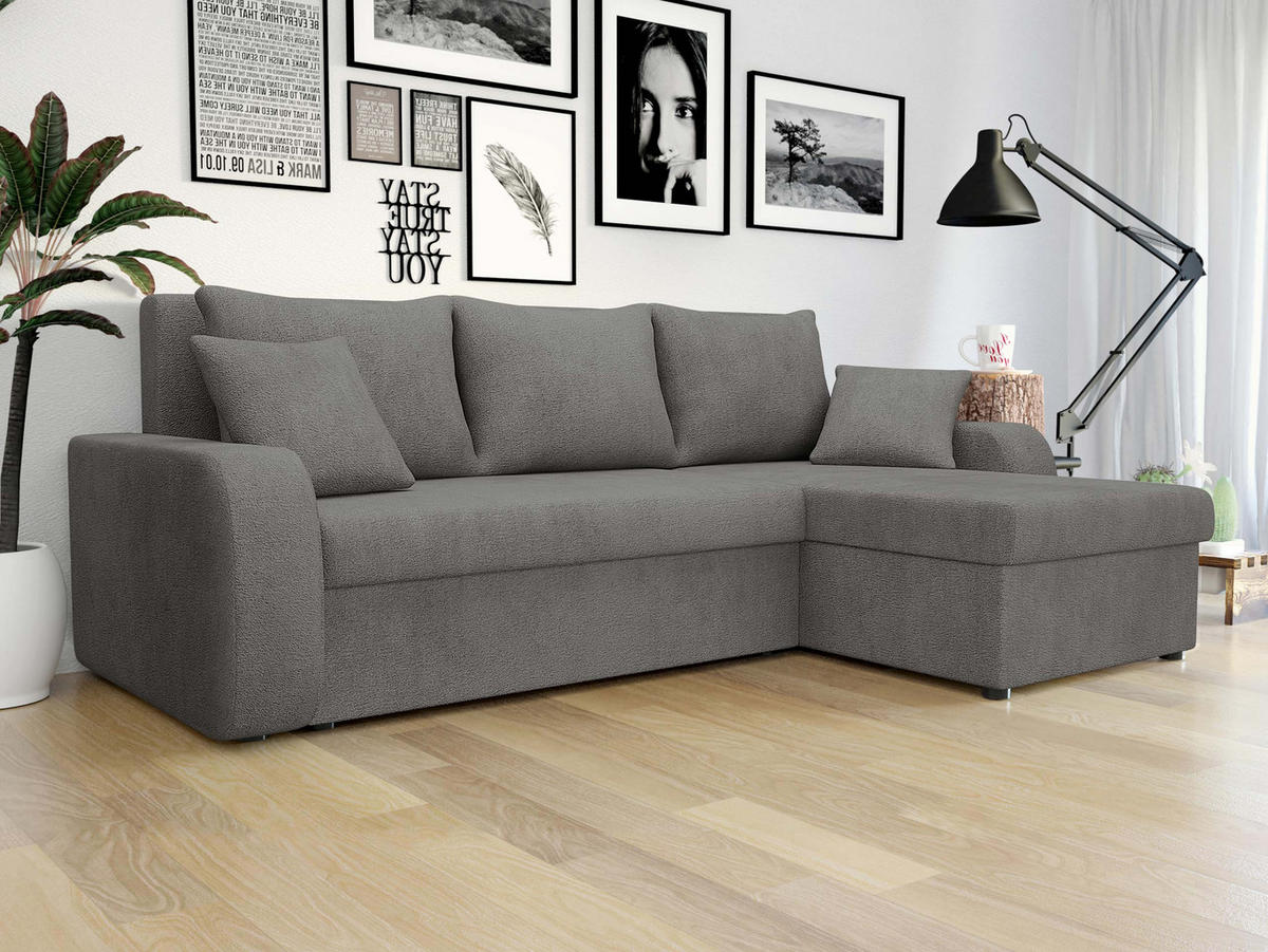 ECKSOFA Kris Lux - Greige/Schwarz, Holz/Kunststoff (238/147cm) - MIRJAN24