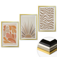 WANDBILDER 3er Set - 40x60 cm Goldrahmen - Sonnen-Boho-Pastelltönen - Goldfarben, Kunststoff (40/60cm) - ArtPrintCave