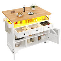 KÜCHENINSEL 120/43/98 cm Weiß aus MDF mit Klapptisch und LED - Weiß, Holzwerkstoff (120/98/43cm) - OKWISH