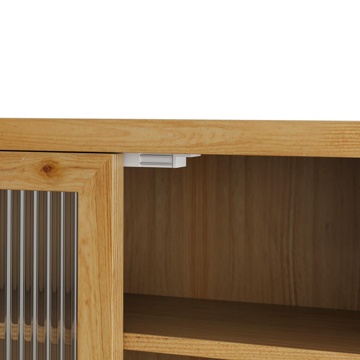 KÜCHENOBERSCHRANK 63x18x60 cm in Natural aus Glas, Massivholz mit Drei-Stufen-Stauraum & Wandmontage - Naturfarben, Holzwerkstoff (63/60/18cm) - Modfu