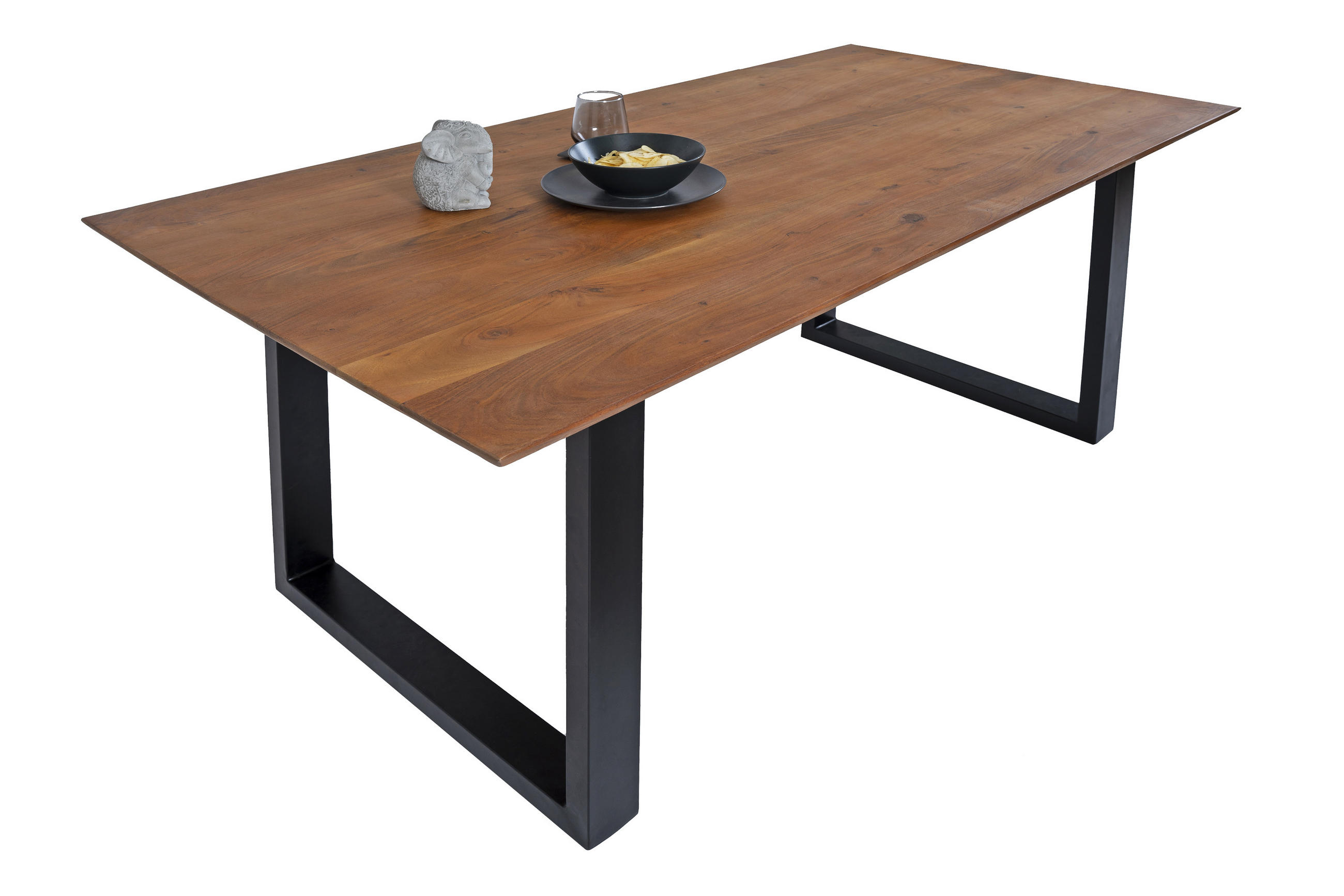 ESSTISCH ATLANTA - Schwarz/Braun, Holz/Metall (90/180/77cm) - SAM