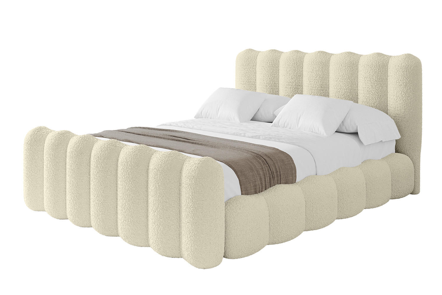 POLSTERBETT mit Bettkasten, Fußteil und Lattenrost, Bett mit Matratze H3/H4 - SORA-Z 120x200 Beige - Taupe, Holzwerkstoff/Textil (120/200cm) - ALTDECOR