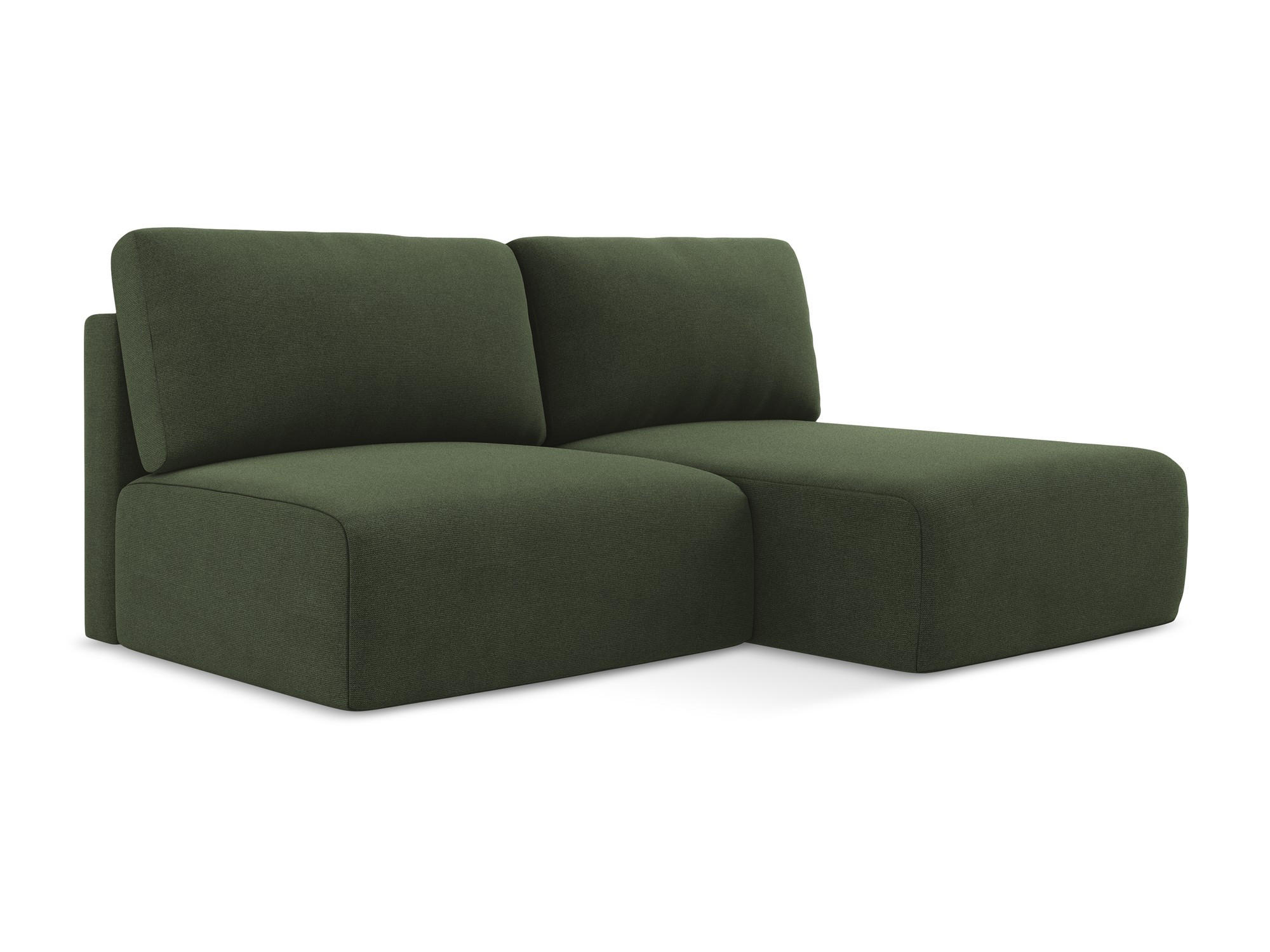 ECKSOFA mit Schlaffunktion rechts Strukturstoff Stoff Grün - Blau/Schwarz, Kunststoff/Textil (210/149cm) - Makamii