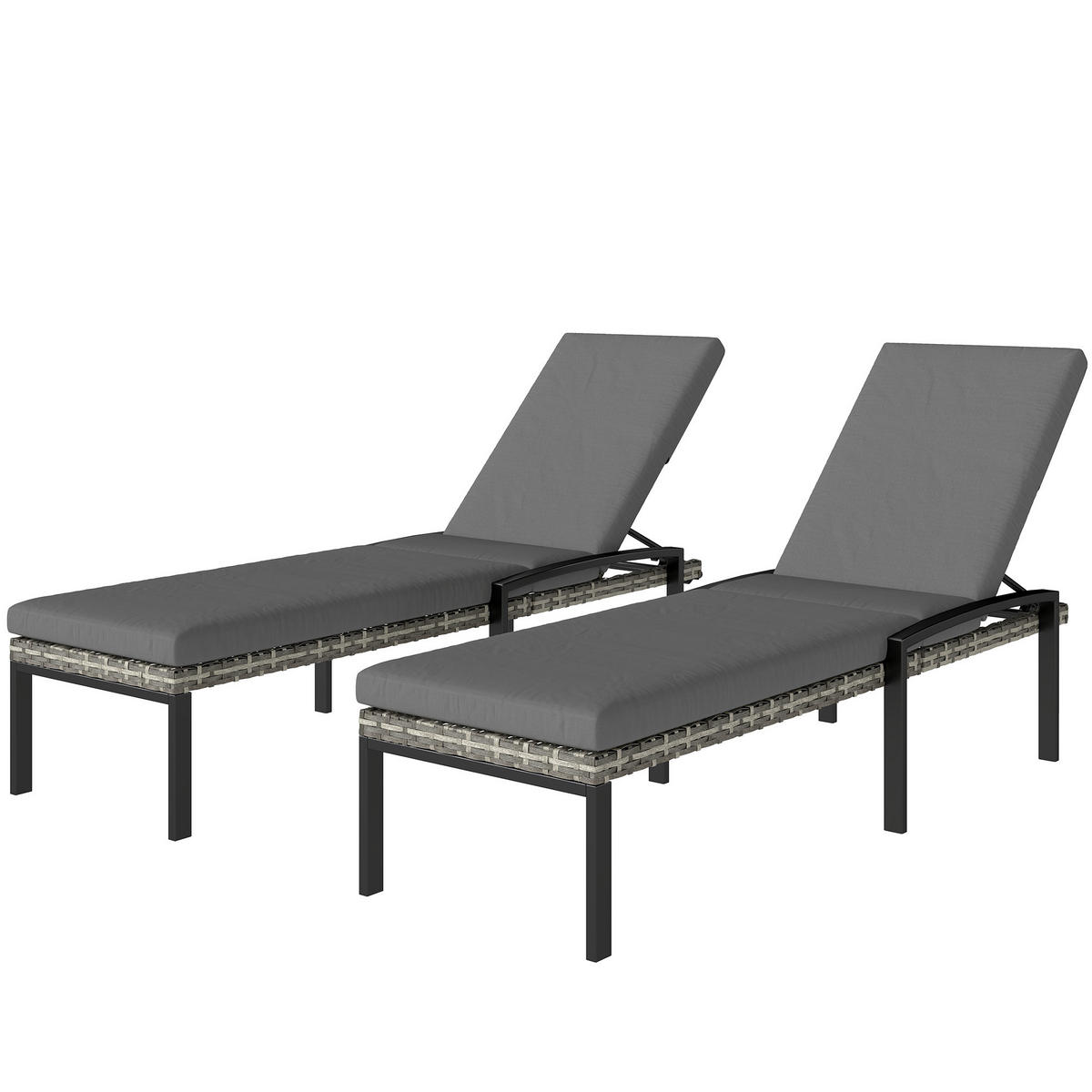 SONNENLIEGEN 2er Set DE-06766 5-fach verstellbar Hellgrau - Hellgrau, Kunststoff/Metall (59/45/200cm) - ComfortXL