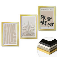 WANDBILDER 3er Set - 20x30 cm Goldrahmen - Abstrakte Pflanzenmuster - Goldfarben, Kunststoff (20/30cm) - ArtPrintCave