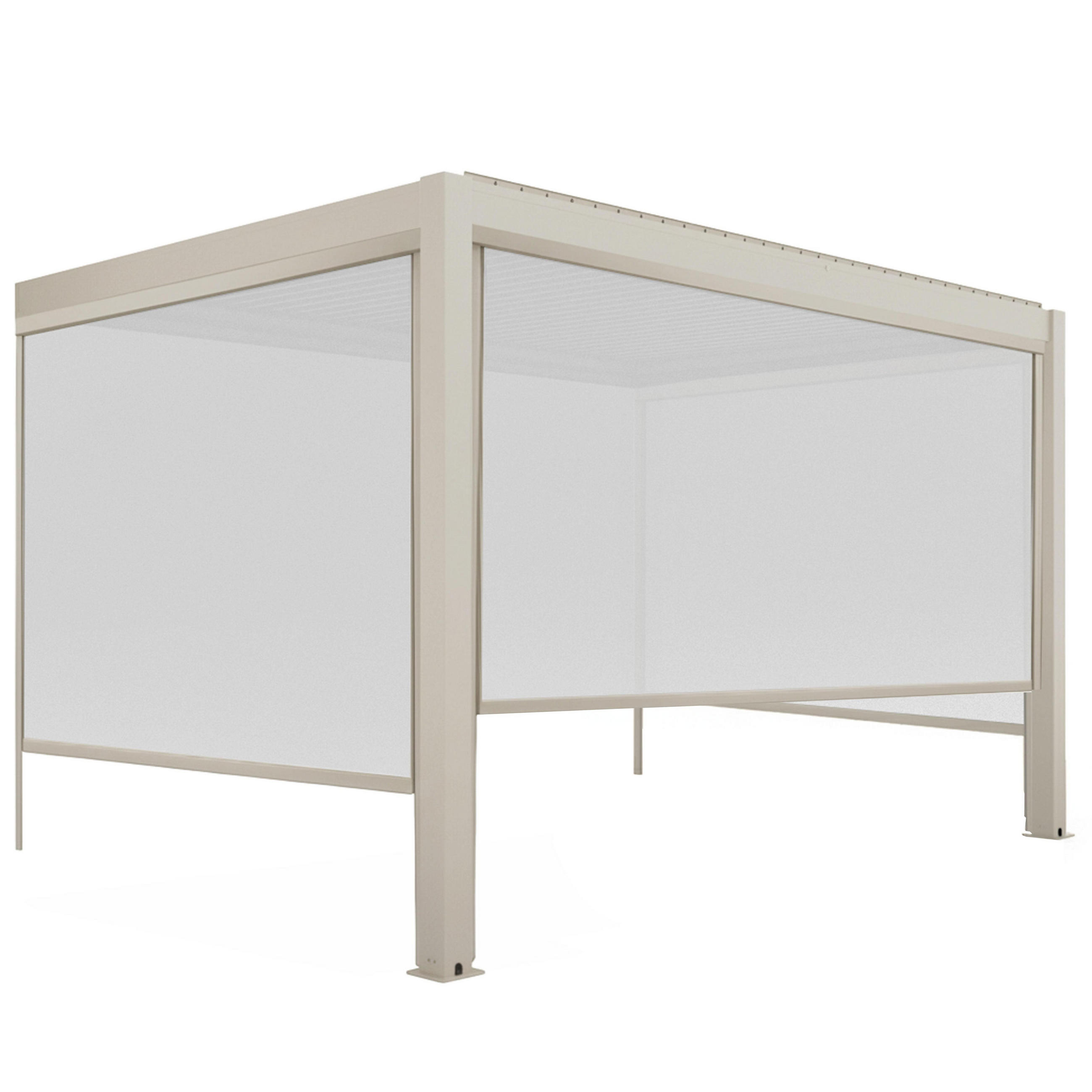 PERGOLA 3x4 m mit 3 Markisen, Cremefarbe - Beige, Metall (281/257/403cm) - Oviala