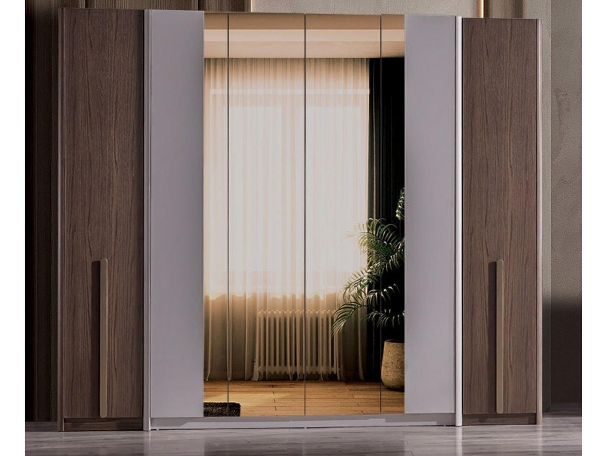 KLEIDERSCHRANK Rubato 6 trg. - Creme, Holzwerkstoff (260/225/63cm)