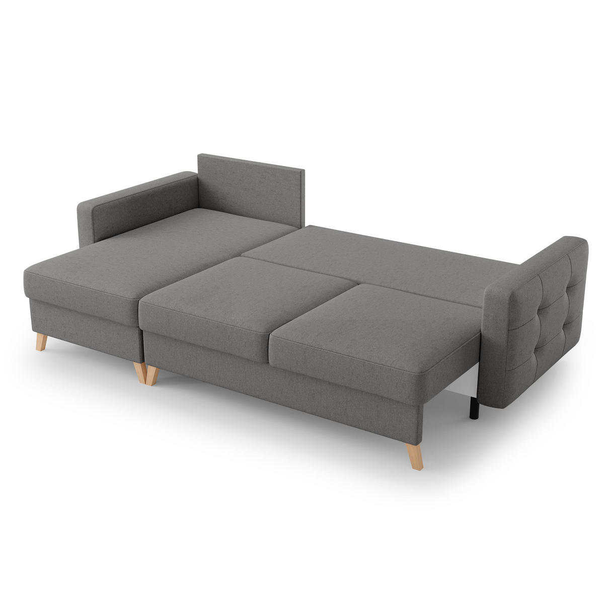 ECKSCHLAFSOFA Vinci mit universelle Ottomane, Grau - Buchefarben/Grau, Textil (236/151cm) - Beautysofa