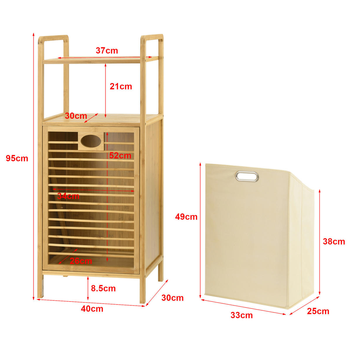 WÄSCHEREGAL Rendalen - Naturfarben, Holz (40/95/30cm) - [en.casa]