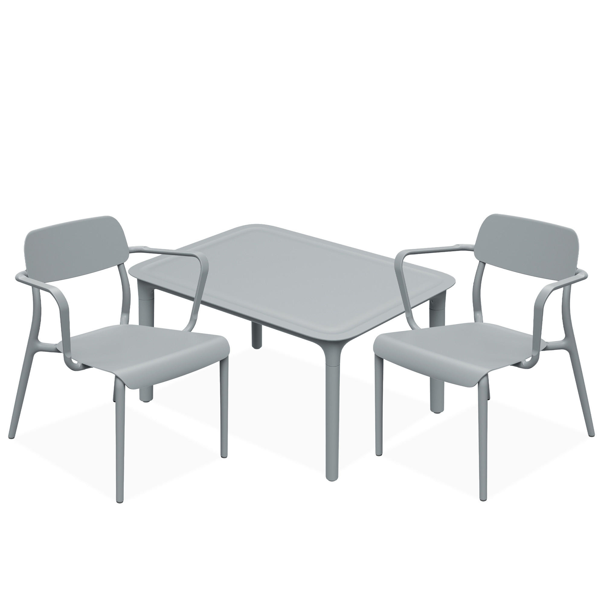 GARTENMÖBEL-SET GALIO, 3-tlg - Grau, Kunststoff - KONSIMO®