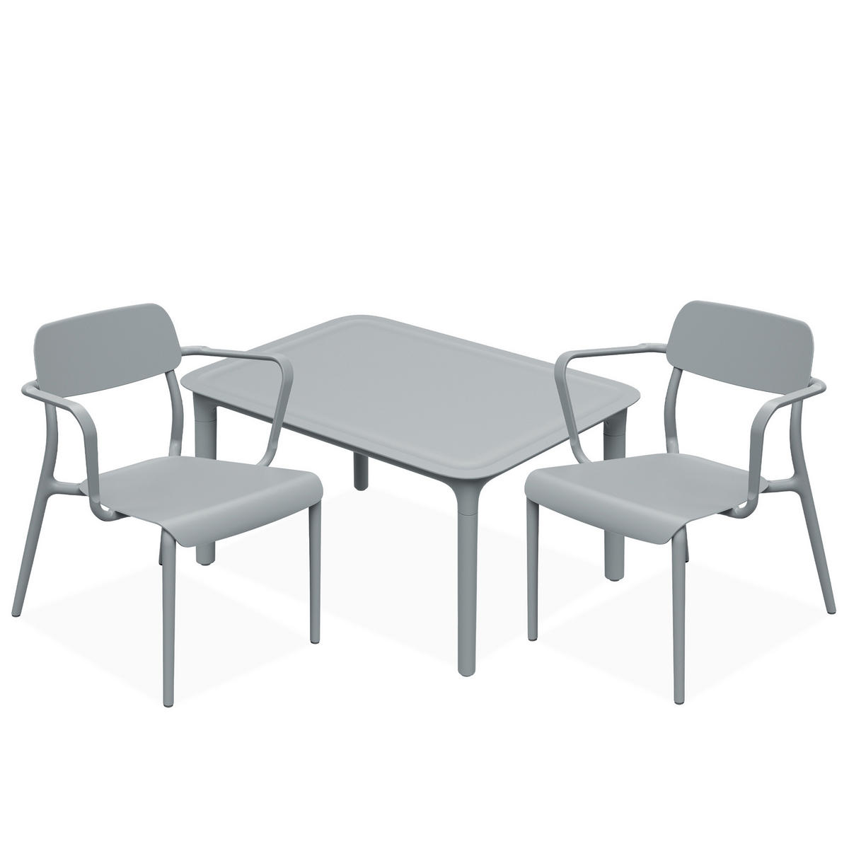 GARTENMÖBEL-SET GALIO, 3-tlg - Grau, Kunststoff - KONSIMO®