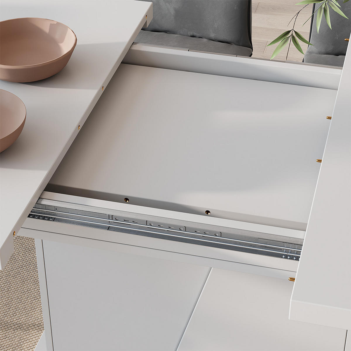 ESSTISCH Fenaro Weiß 120 x 80 cm ausziehbar - Weiß, Holzwerkstoff (80/120/77.3cm) - Vicco