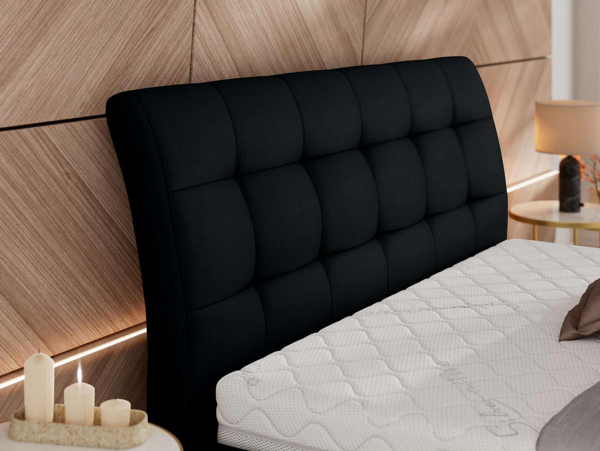 POLSTERBETT GALA CLASSIC 160/200 - Schwarz Kunstleder - Multipocket-Matratze - Schwarz, Textil (160/200cm) - MKS