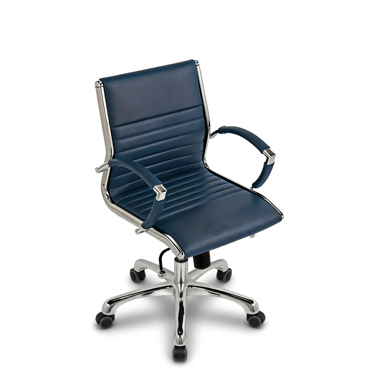 DREHSTUHL Montreal Echtleder Dunkelblau – ergonomisch, bis 150 kg, Sitzhöhe 46-54cm - Dunkelblau, Leder/Metall (60/97/60cm) - Versee